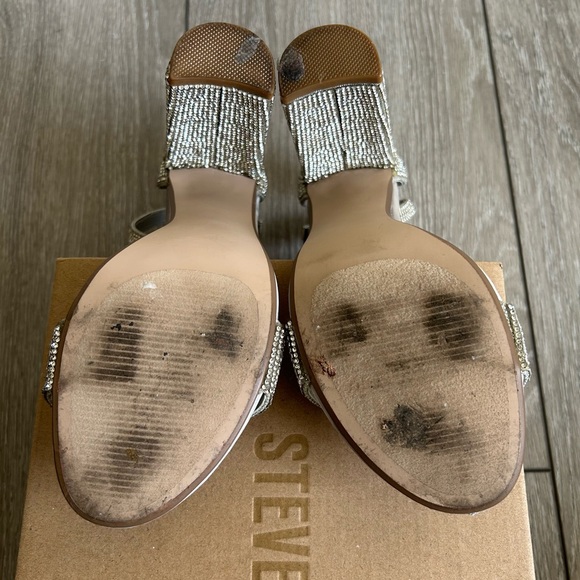 Steve Madden Silver ankle strap heels crystal embellishment - Picture 6 of 9